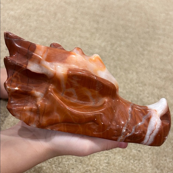 Pork stone jasper dragon head Sculpture